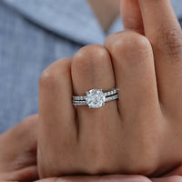 Old European Round Diamond Accent Set Wedding Ring