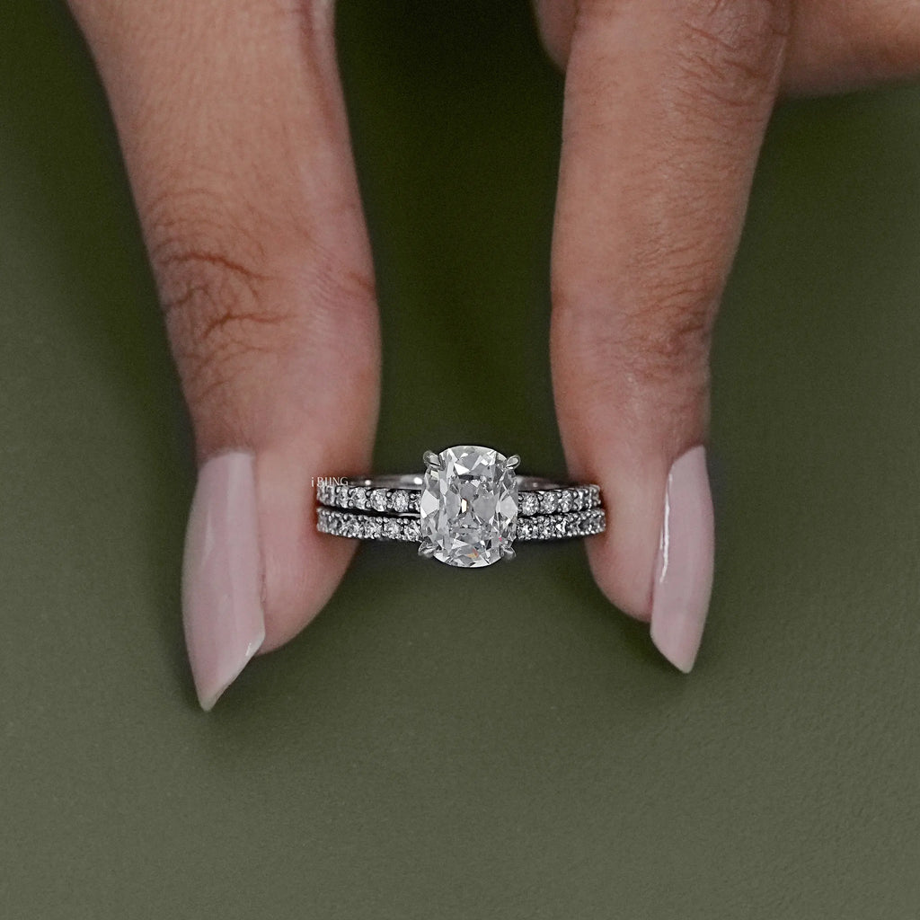 Old Mine Elongated Cushion Bridal Ring Sets