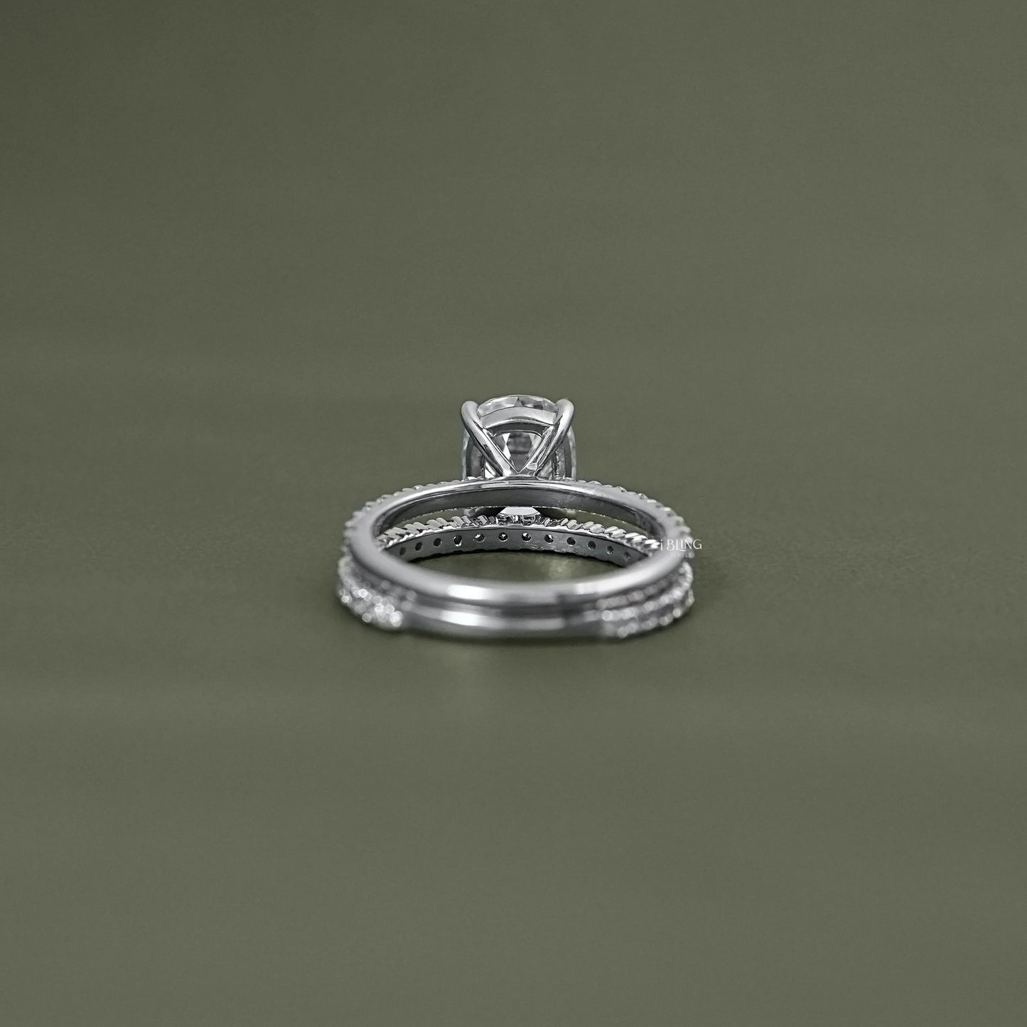 Old Mine Elongated Cushion Bridal Ring Sets Bridal Ring Set