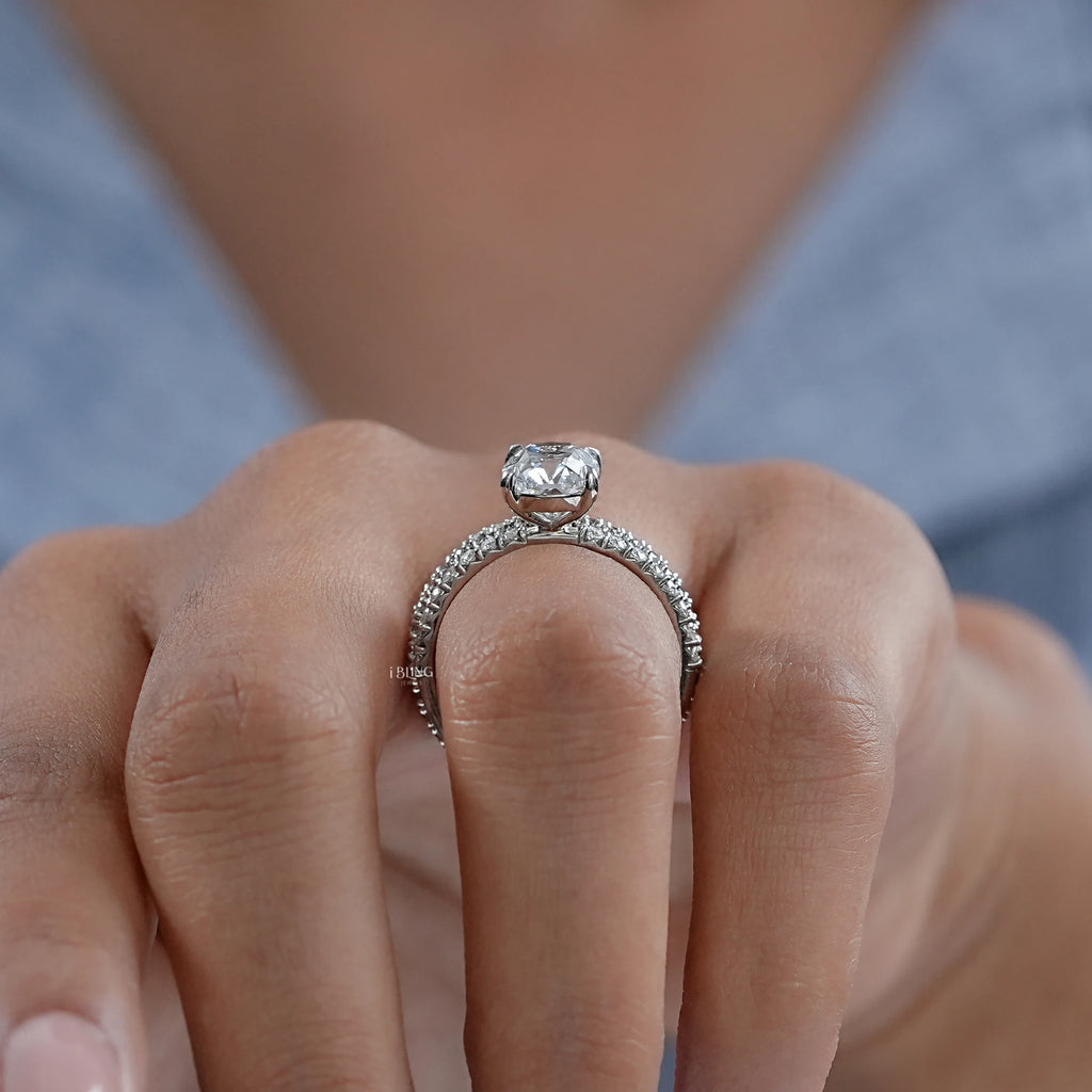 Old Mine Elongated Cushion Bridal Ring Sets