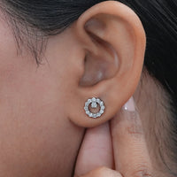 Open Circle Round Diamond Stud Earrings