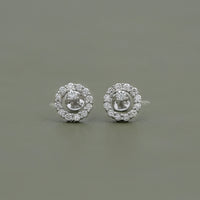 Open Circle Round Diamond Stud Earrings
