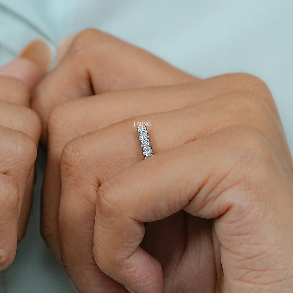 Princess Cut Lab Diamond Open Cuff Wedding Band
