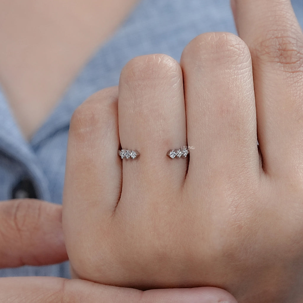 Round Diamond Open Cuff Wedding Ring