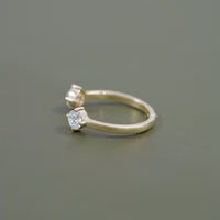 Two Stone Round Diamond Open Cuff Ring