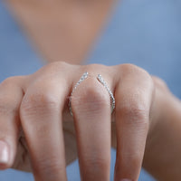 Open Cuff Round Diamond V Shape Wedding Band