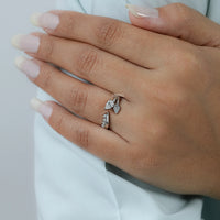 Pear Cut Lab Diamond Open Cuff Engagement Ring