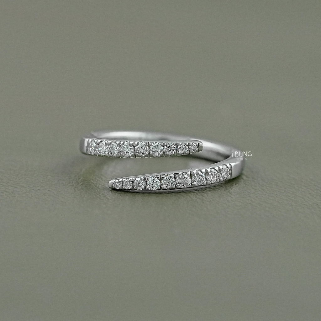 Round Lab Diamond Open Wrap Bypass Ring