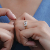 Emerald And Oval Diamond Seven Stone Wedding Band