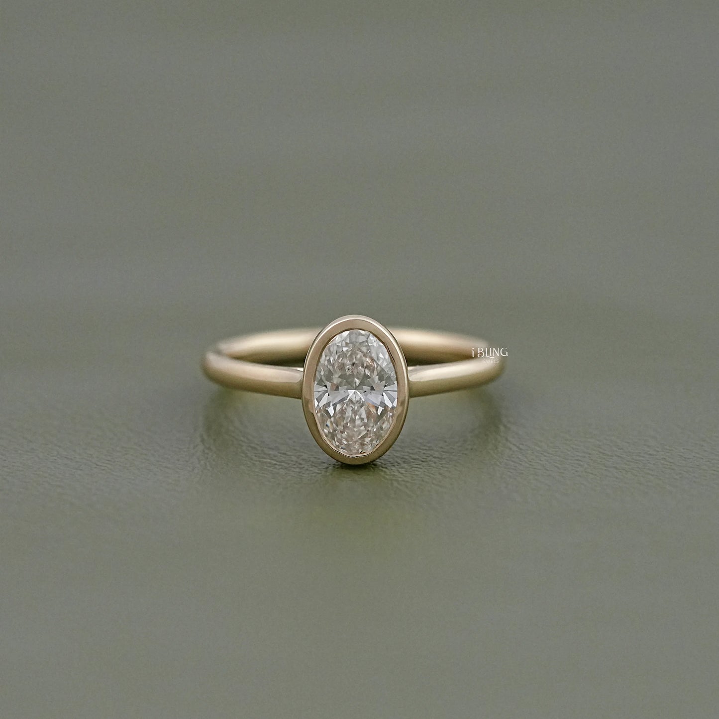 Bezel Oval Lab Diamond Solitaire Engagement Ring