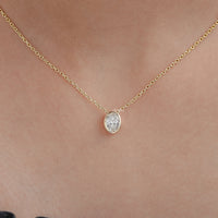 Bezel Set Oval Lab Diamond Solitaire Necklace