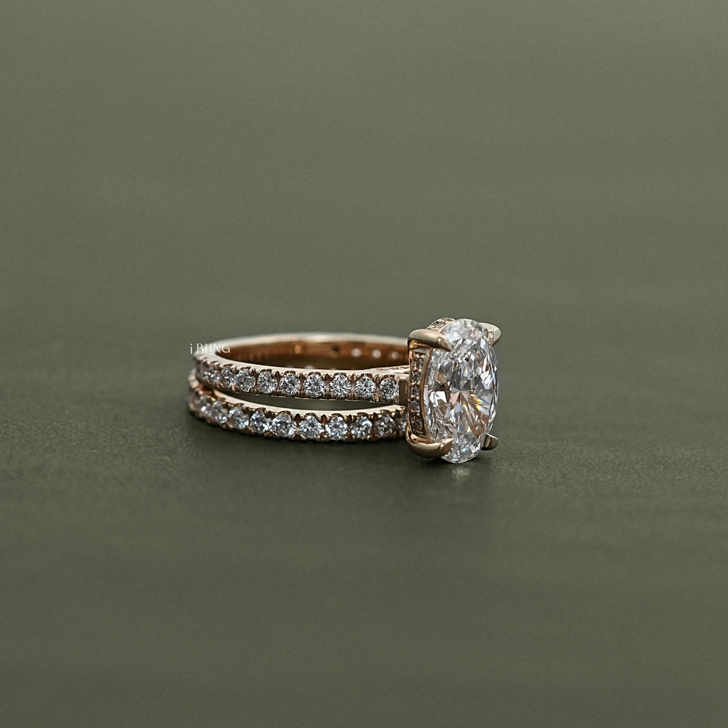 Oval Cut Lab Diamond Bridal Set Ring
