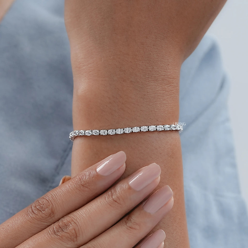 Brilliant Oval Cut Lab Diamond Tennis Bracelet