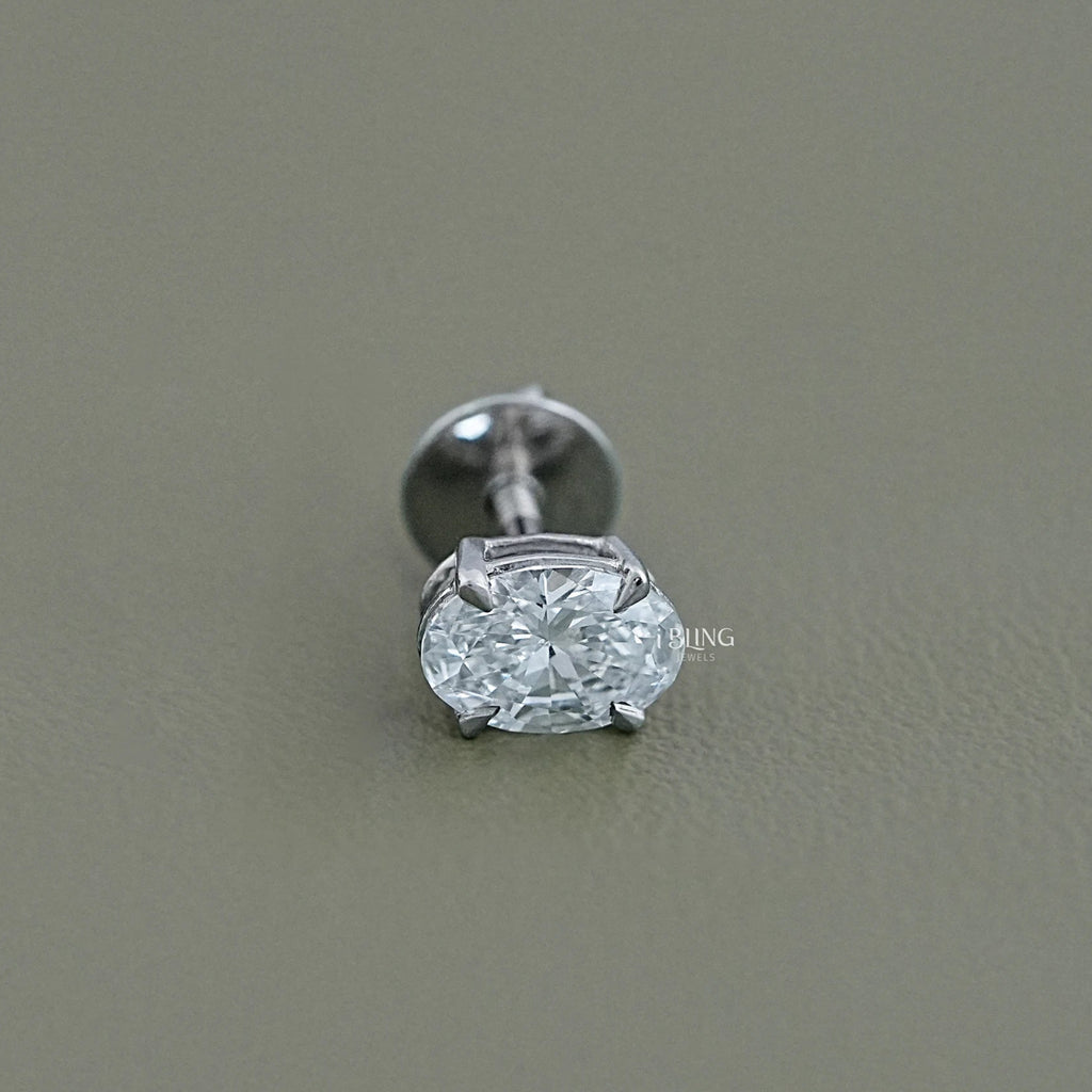 Oval Cut Diamond Screw Back Earrings
