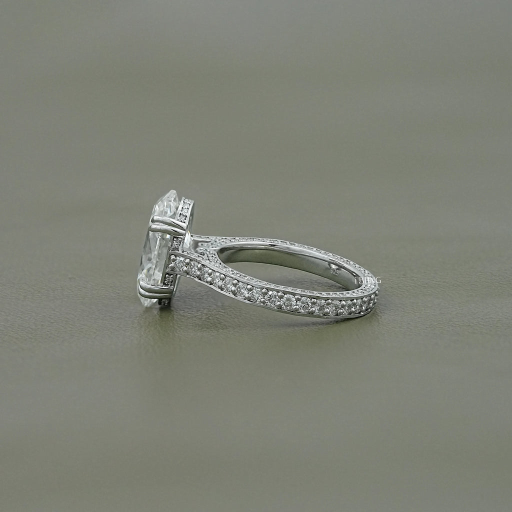 Oval Cut Hidden Halo Pavé Eternity Ring