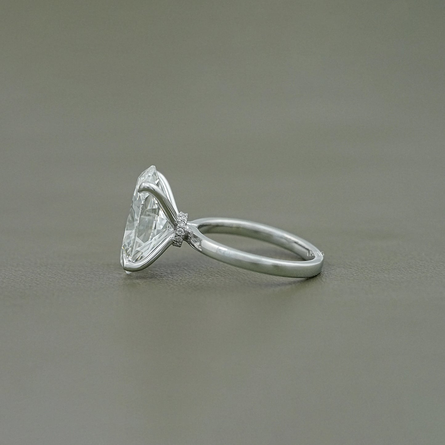 Oval Cut Solitaire Hidden Halo Engagement Ring Halo Ring