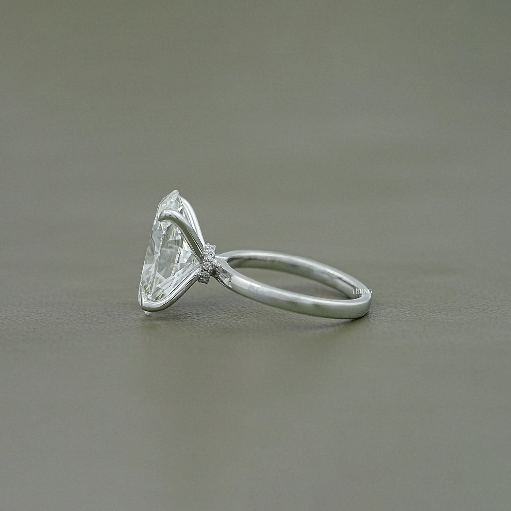Oval Cut Solitaire Hidden Halo Engagement Ring