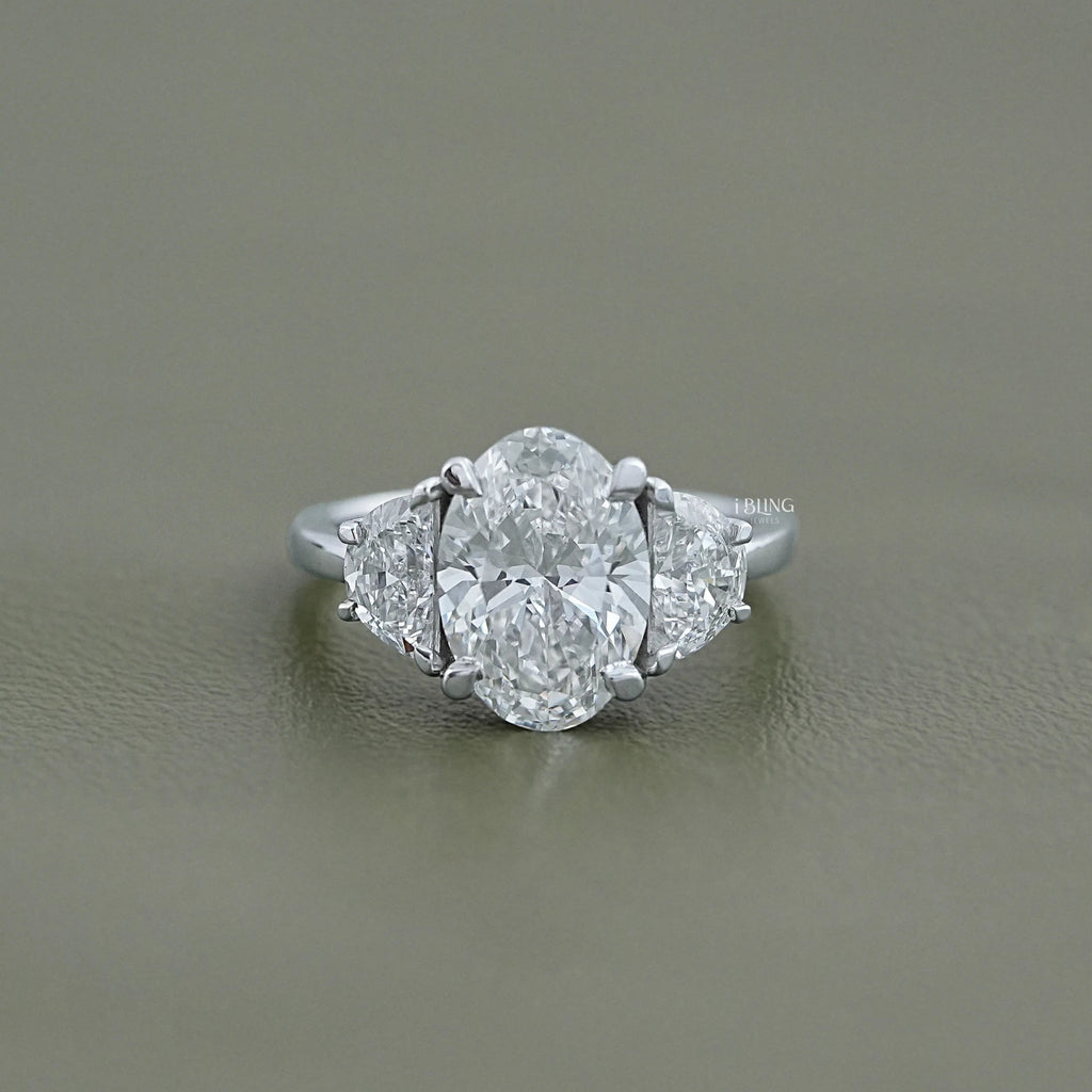 Oval Cut Diamond Three stone Engagement Ring