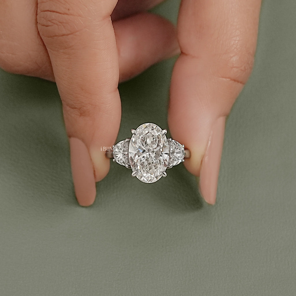 Oval Lab Grown Diamond Three Stone Ring