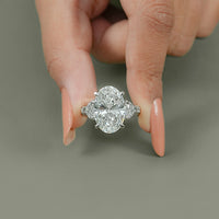 Oval Cut Three Stone Accent Diamond Ring