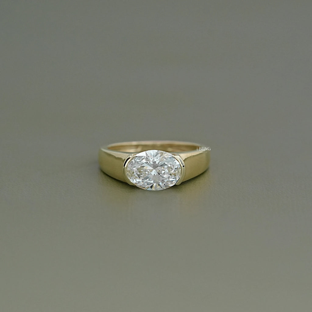 East-West Set Oval Cut Diamond Engagement Ring