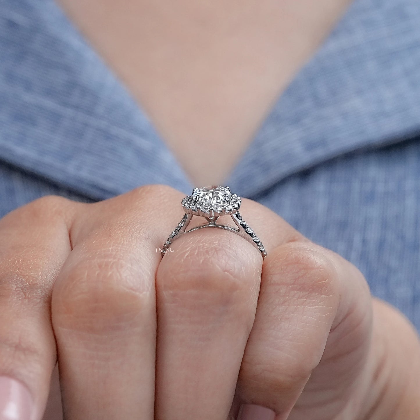 Oval Lab Diamond Halo Engagement Ring