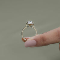 Oval Cut Lab Diamond Halo Accent Engagement Ring