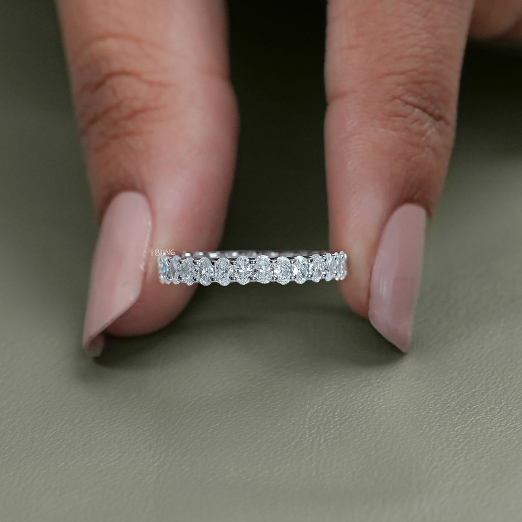 Oval Cut Lab Diamond Full Eternity Wedding Band