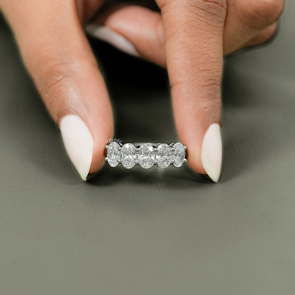 Oval Cut Lab Diamond Five Stone Ring