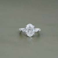 Oval Cut Lab Diamond Solitaire Accent Engagement Ring