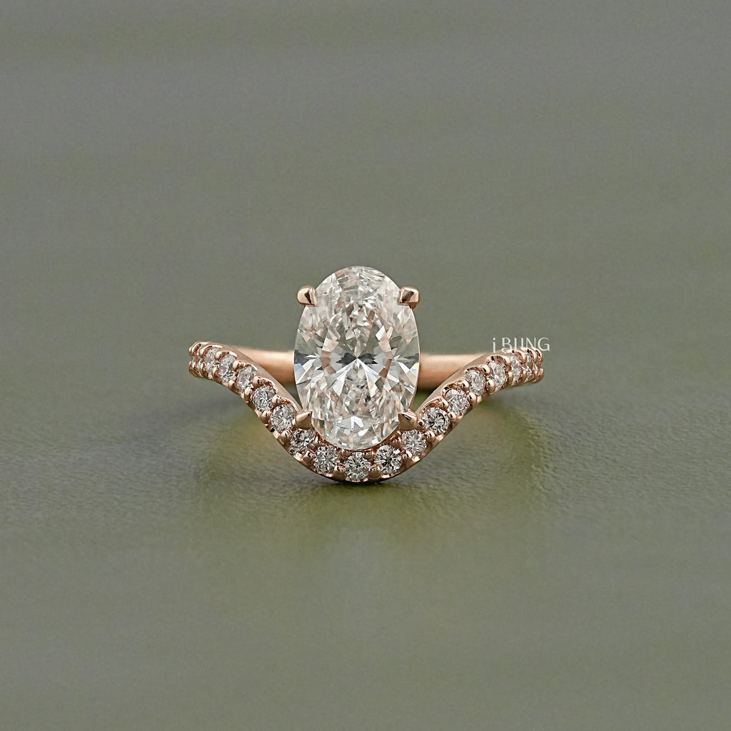 Oval Lab Grown Diamond Solitaire Accent Ring