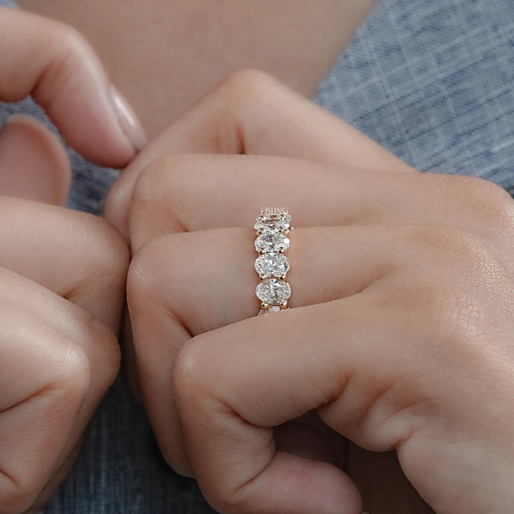 Oval Lab Diamond Eternity Wedding Band
