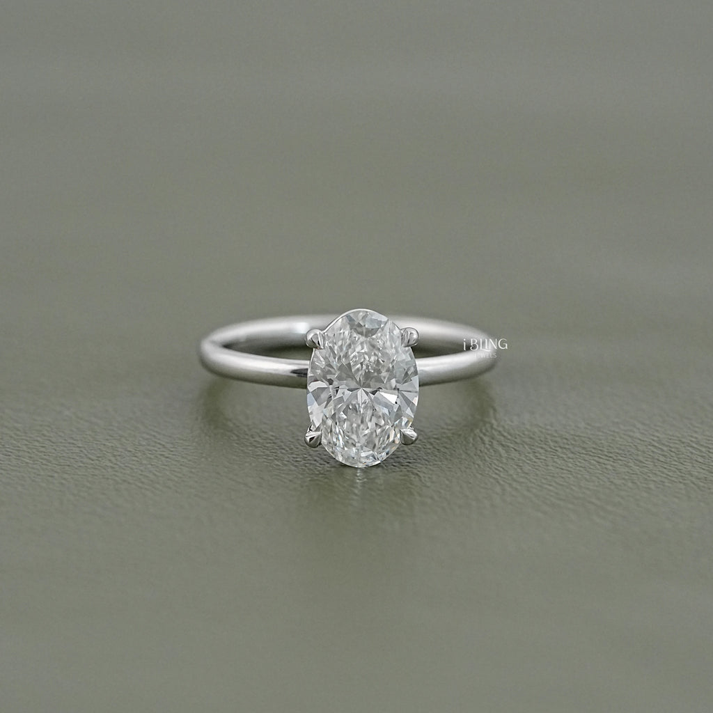 Oval Lab Diamond Solitaire Engagement Ring