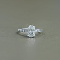 Oval Cut Lab Diamond Hidden Halo Accent Ring