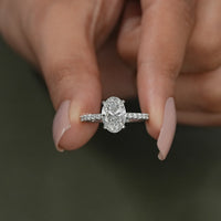 Oval Cut Lab Diamond Solitaire Accent Ring