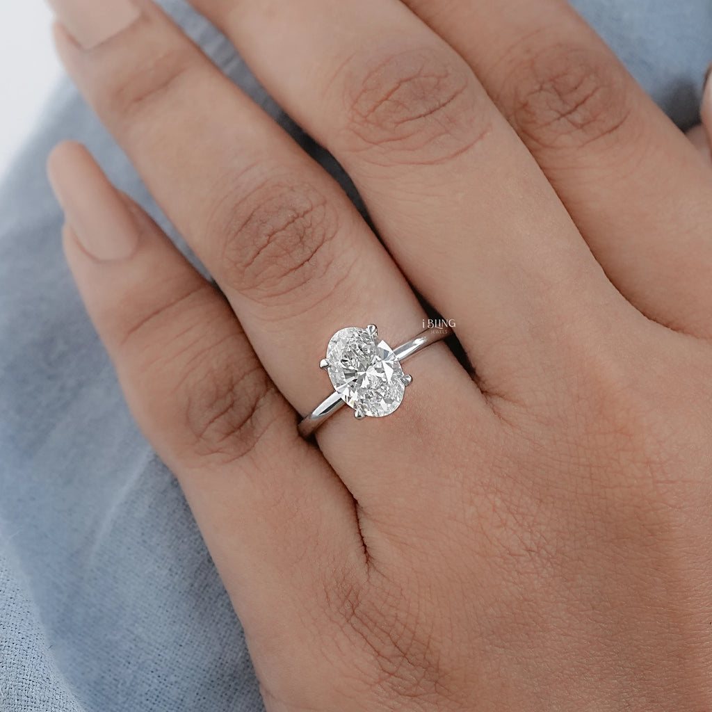 Oval Lab Diamond Solitaire Engagement Ring
