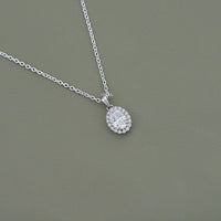 Oval Lab Grown Diamond Halo Necklace