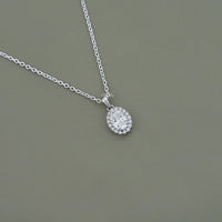 Oval Lab Grown Diamond Halo Necklace