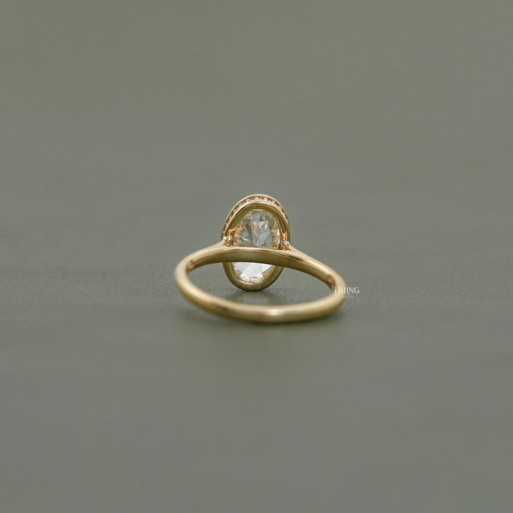 Oval Diamond Hidden Halo Engagement Ring