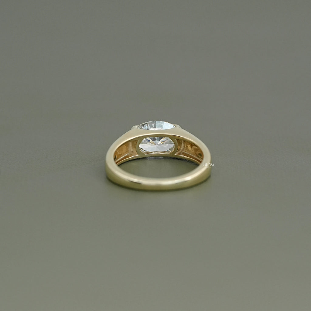 East-West Set Oval Cut Diamond Engagement Ring