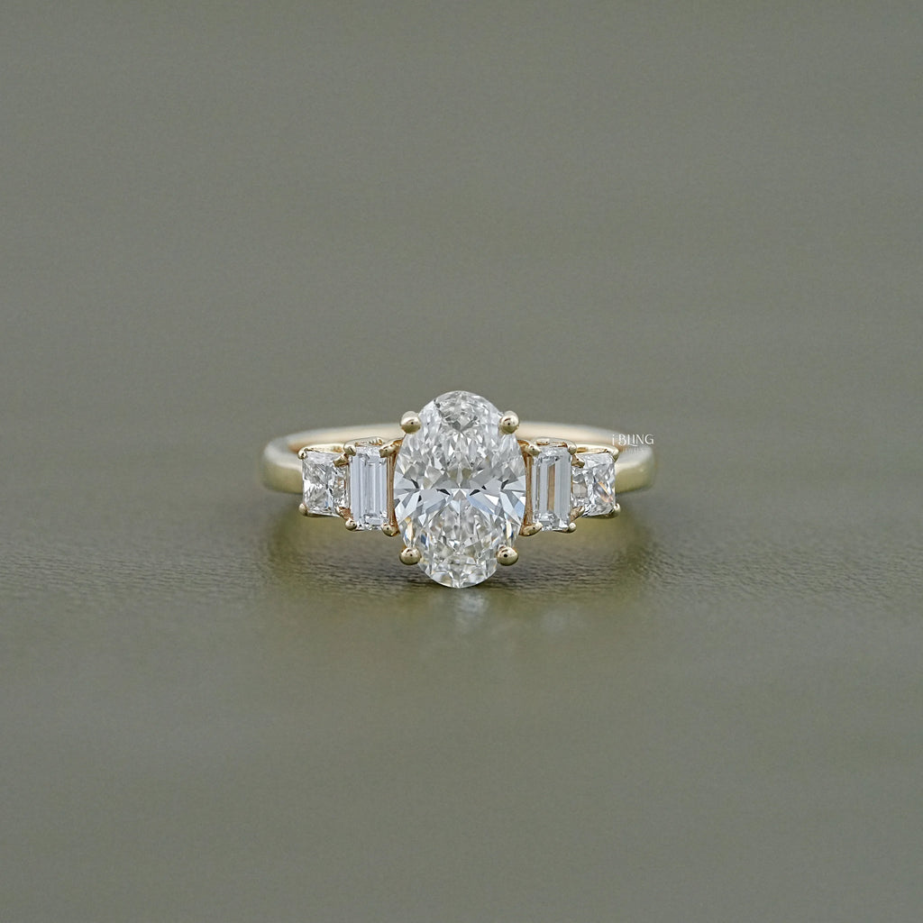 Oval Lab Diamond Staking Five Stone Ring
