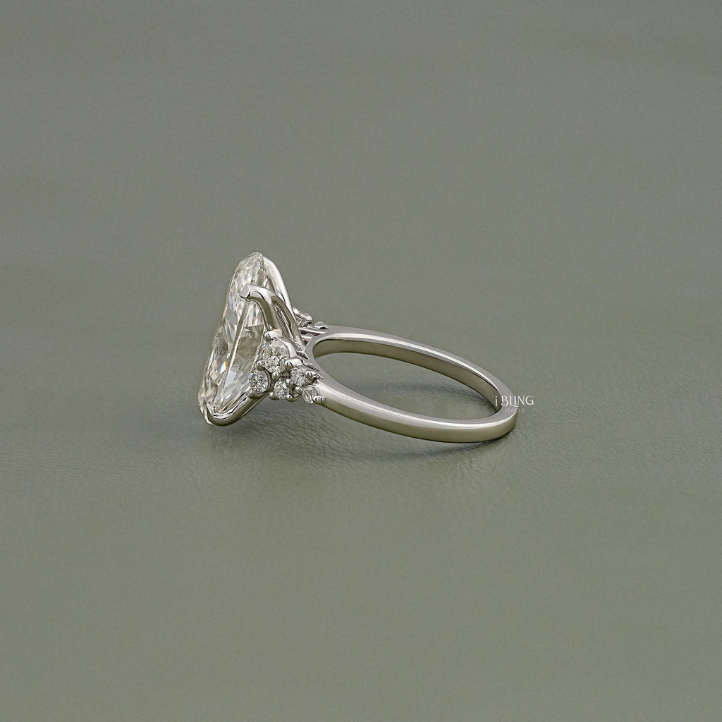 Oval Diamond Solitaire Accent Engagement Ring