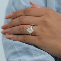 Oval Cut Solitaire Accent Diamond Ring