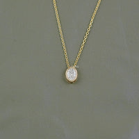 Bezel Set Oval Lab Diamond Solitaire Necklace