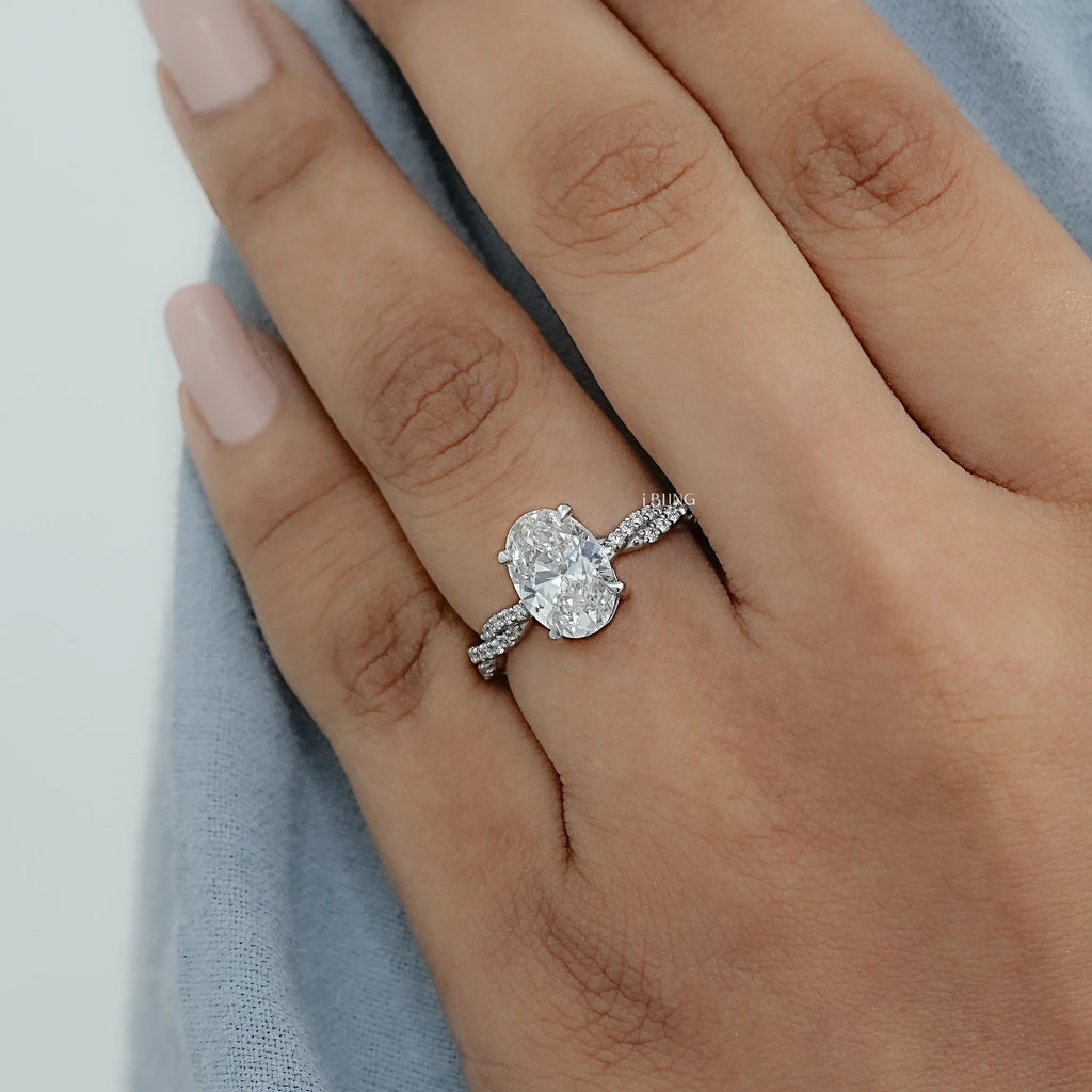 Twisted Accent Oval Cut Engagement Ring