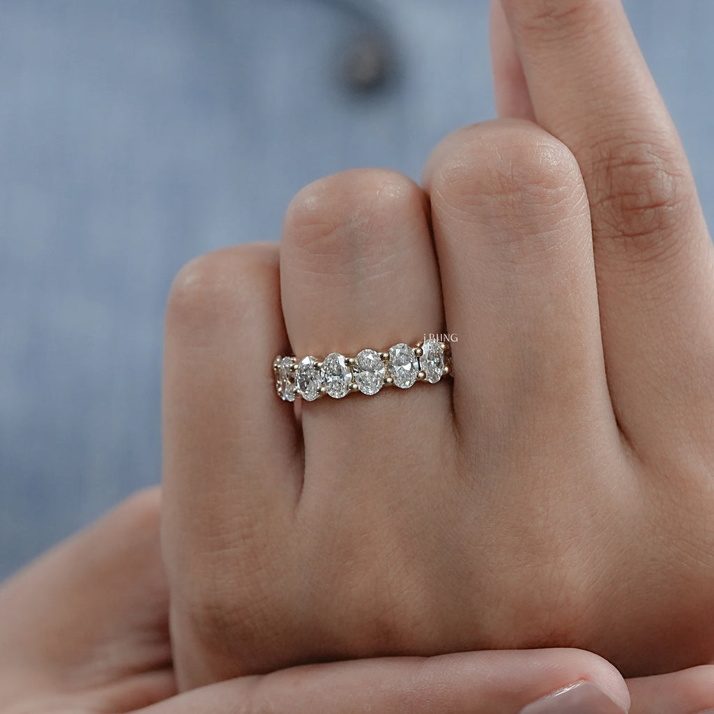 Oval Lab Diamond Eternity Wedding Band