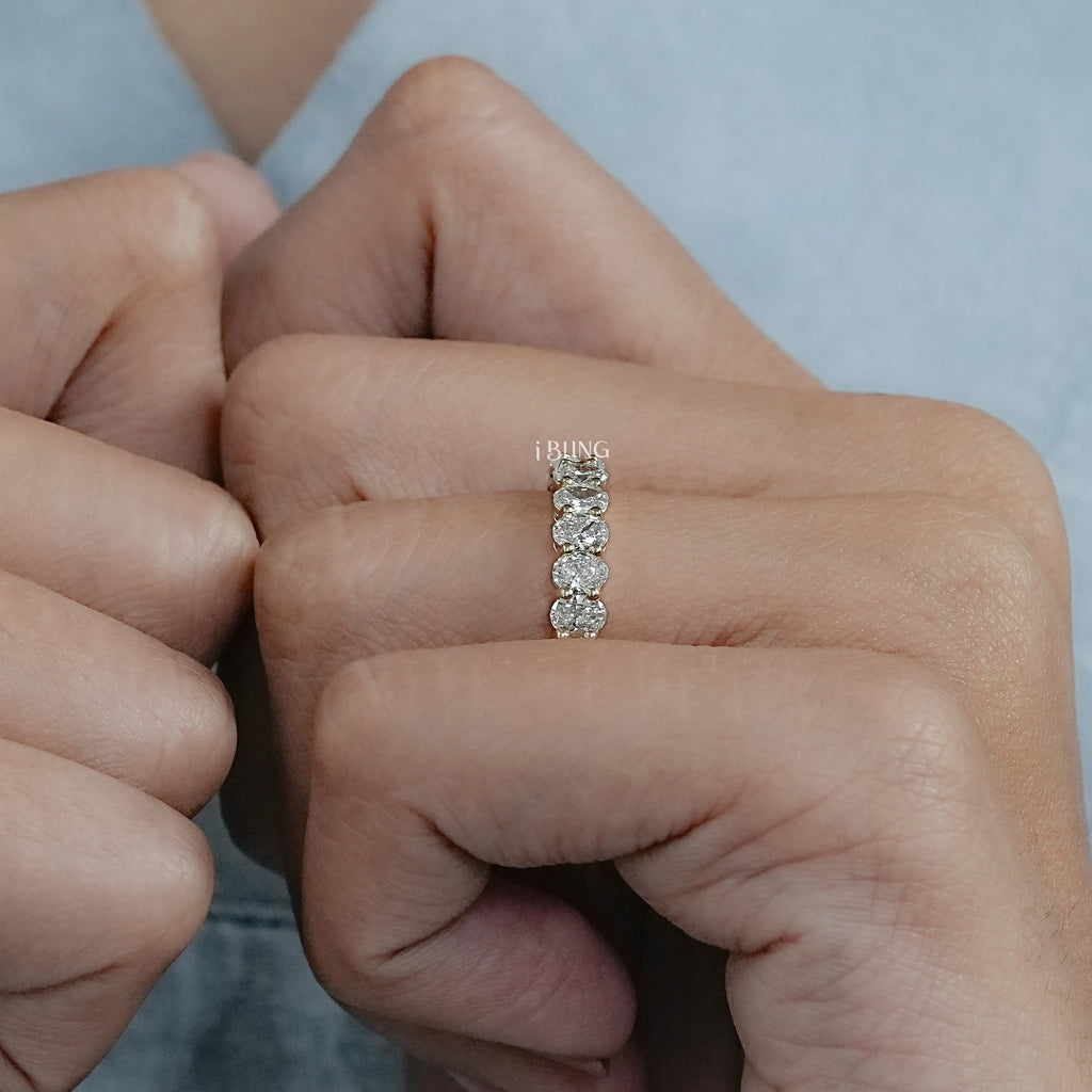 Oval Lab Diamond Full Eternity Wedding Band