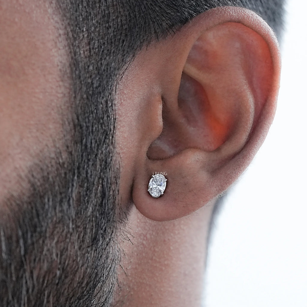 Oval Cut Diamond Screw Back Earrings