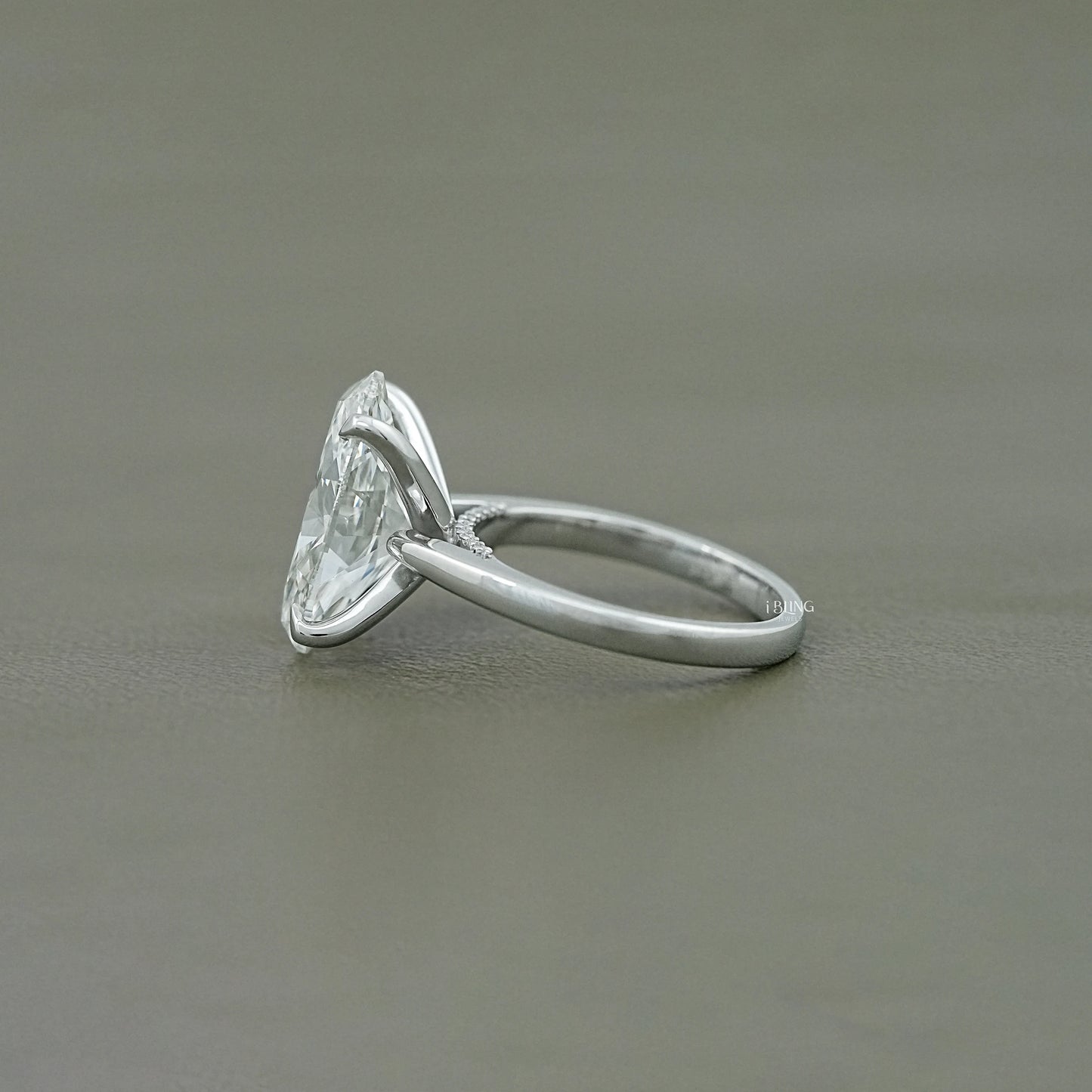 Oval Diamond Bridge Accent Engagement Ring Solitaire Ring