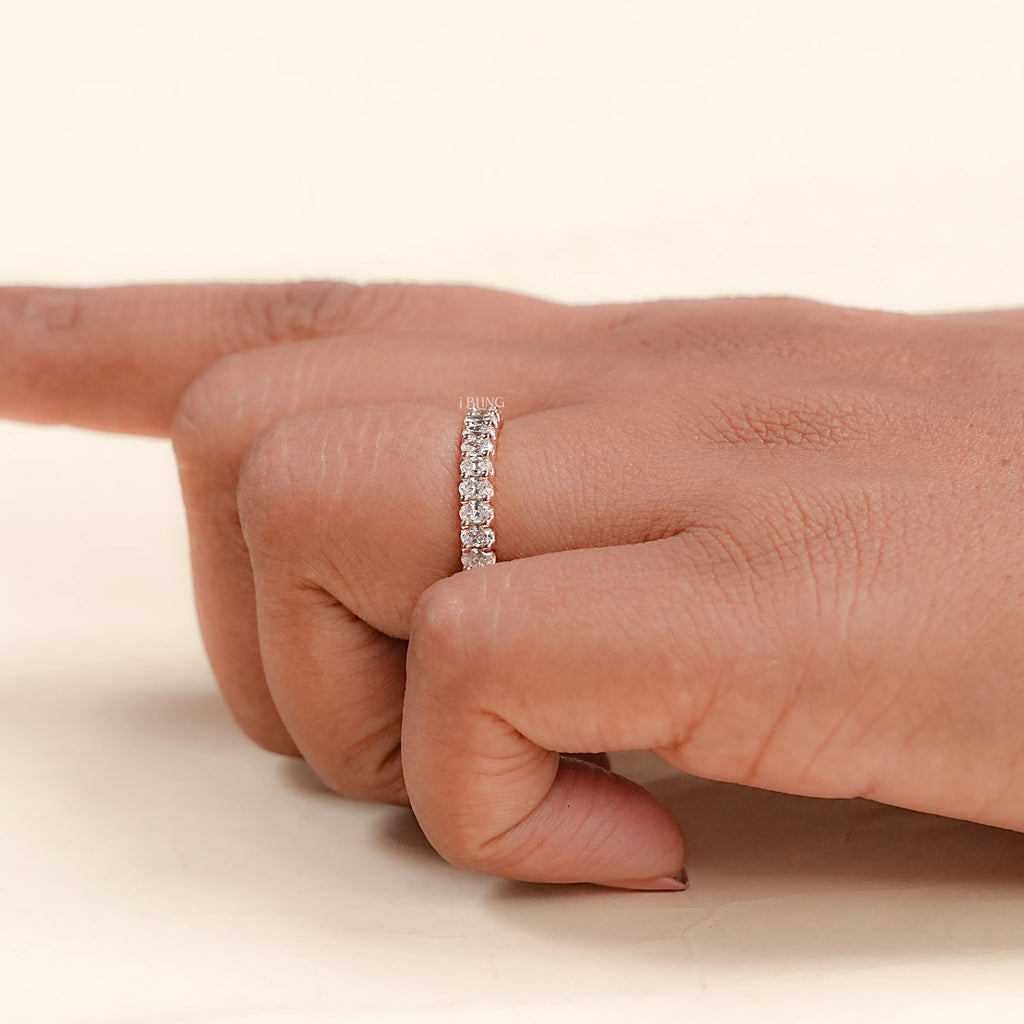 Oval Lab Diamond Half Eternity Wedding Band